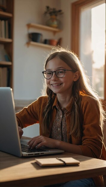 Edukacja na odległość w Internecie Uczeń uczący się w domu za pomocą tabletu cyfrowego Zadanie domowe w szkole