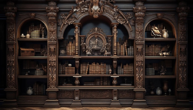 Zdjęcie edytorska sesja zdjęciowa na półce w stylu barokowym