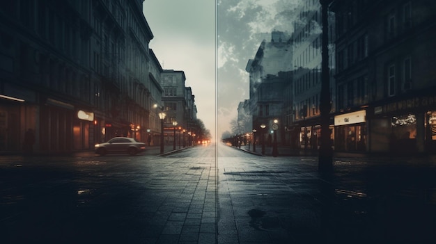 Edytowalne elementy wizualne dla różnych sektorów fotografia deszczowej ulicy