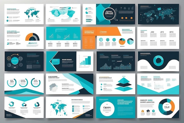 Zdjęcie edytowalne szablony prezentacji wektorowej z elementami projektowymi i infografikami tło prezentacji