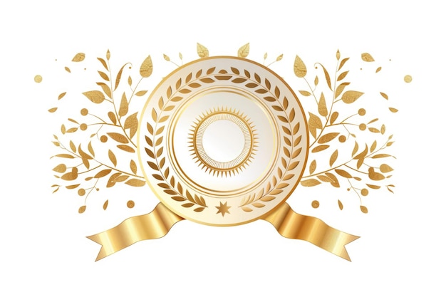 Zdjęcie edytowalny szablon certyfikatu doskonałości w kolorze złotym i białym z odznaką za osiągnięcia i