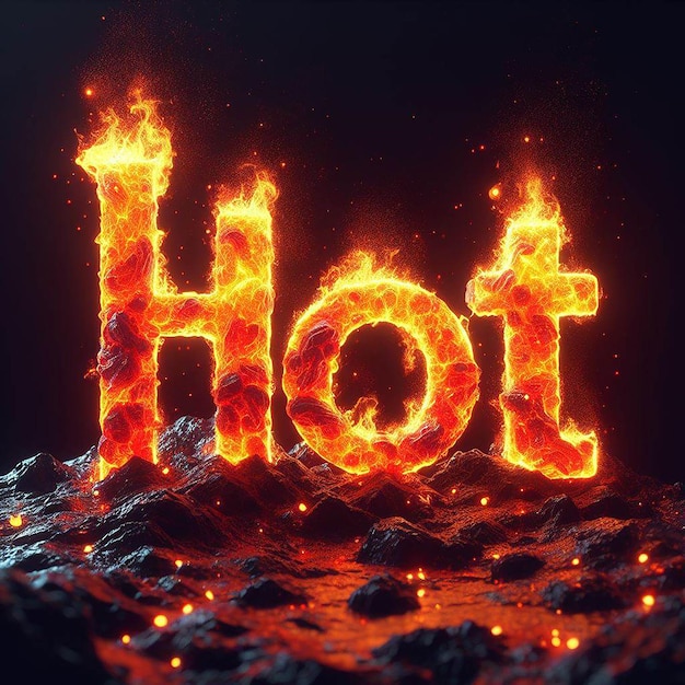 Efekt gorącego tekstu z ogniem i węglem Realistyczny efekt gorącego tekstu