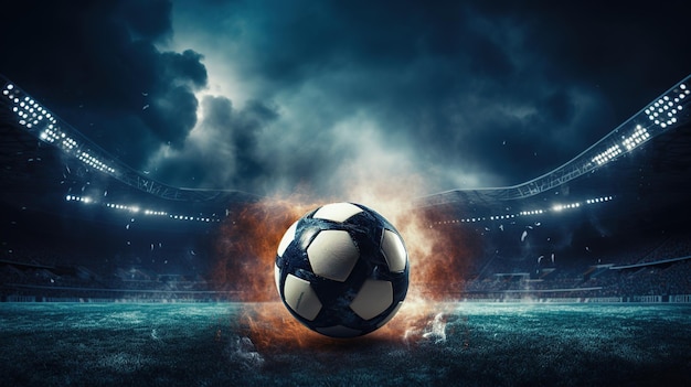 Efekt ognistej piłki nożnej z obrazem generowanym przez sztuczną inteligencję ognia