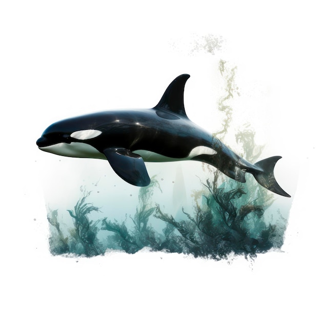Efekt podwójnej ekspozycji w lesie morskim orki