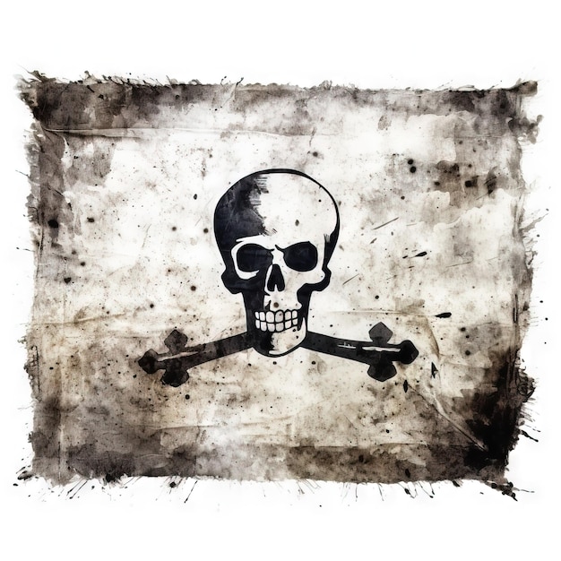 Efekt powitalny flagi piratów Akwarela obrazu AI flagi piratów na białym tle