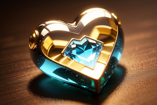 Zdjęcie efekt specjalny ze szkła kryształowego w kształcie serca, krystalicznie czysta, piękna tapeta tła