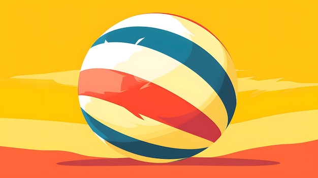 Efektowna grafika przedstawiająca piłkę plażową w kolorowe paski