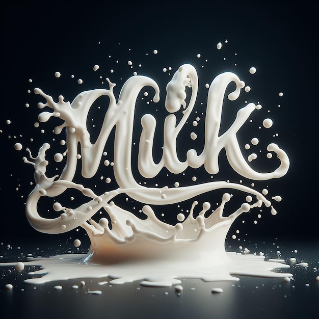 Zdjęcie efekty tekstu mlecznego z plamką mleka na tle