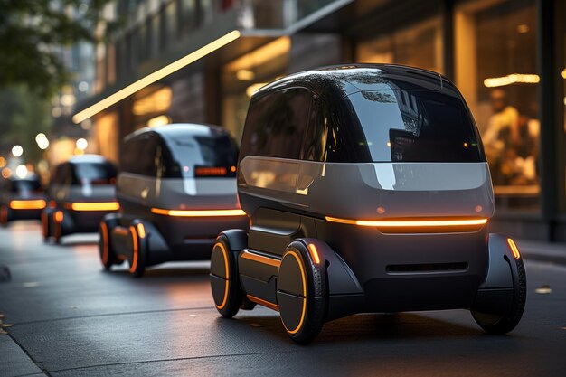 Zdjęcie efektywny transport miejski przyszłość autonomicznej dostawy paczek obraz futuryzmu