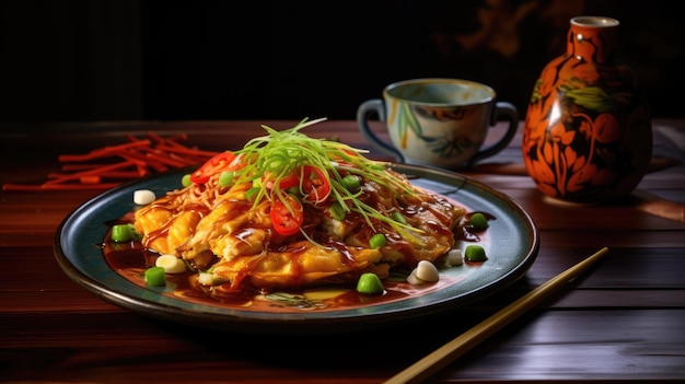 Egg foo young to danie z omletem znajdujące się w chińskim indonezyjskim