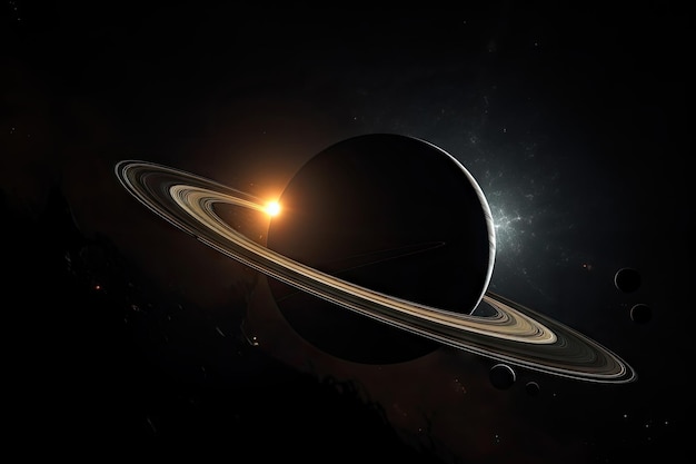 Egzoplaneta z pierścieniami i księżycami, takimi jak Saturn, stworzona za pomocą generatywnej ai