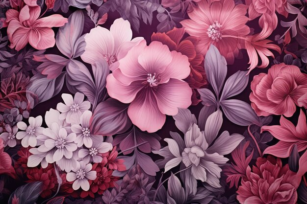 Egzotyczna tekstura tapety z kwiatowym wzorem