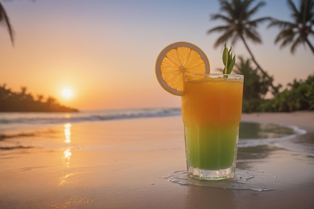 Egzotyczne letnie napoje rozmyte piaszczyste plaże na tle