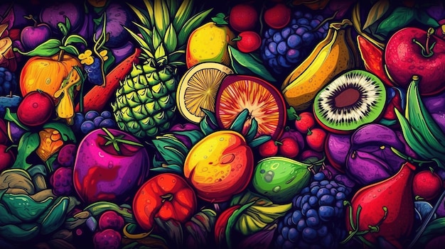 Egzotyczne owoce tropikalne Koncepcja Fantasy malarstwo ilustracyjne