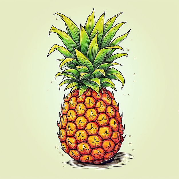 Egzotyczny rysunek generatywny ai ananasa