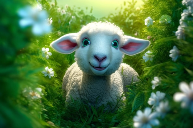 Eid adha Piękne i atrakcyjne owieczki na zielonych łąkach