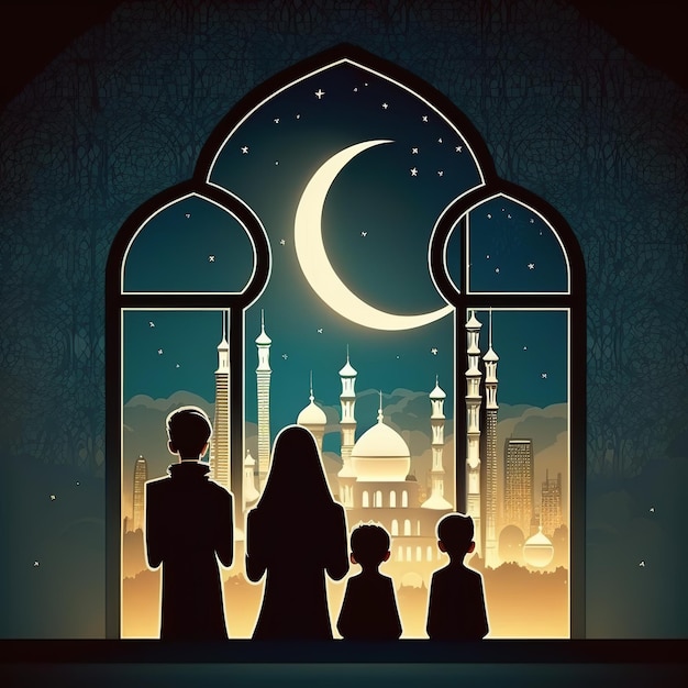 Eid Al Adha Banner Design Ilustracja owiec ofiarnych Generative Ai