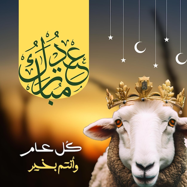 Zdjęcie eid al adha mubarak islamski festiwal owiec