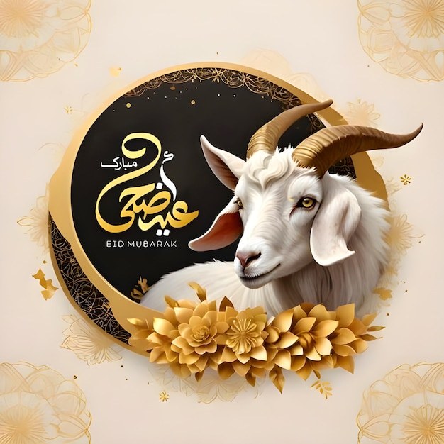 Zdjęcie eid al adha mubarak koza ze złotem