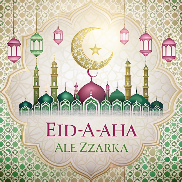Eid Al Azha Mubarak festiwal islamski tło izolowane na białym tle islamska ilustracja nowego roku