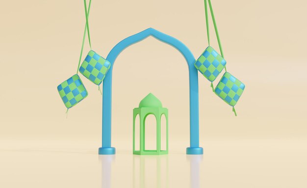 Eid Al Fitr I Eid Al Adha Ilustracja 3d Z Kopią Przestrzeni Idul Fitri I Idul Adha