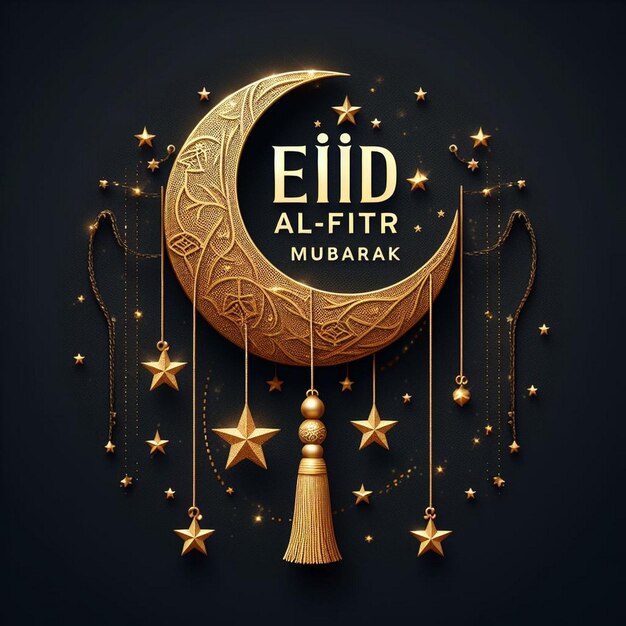 Eid al Fitr Mubarak greeting card design Ramadan kareem tło