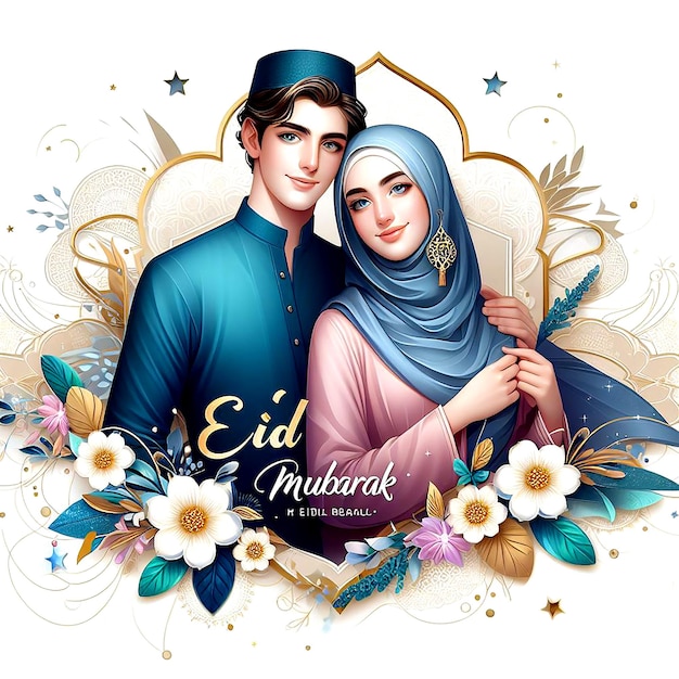Eid fitr dzień muzułmanów na z przesłaniem Eid Mubarak celivred błyszcząca naprawdę karta