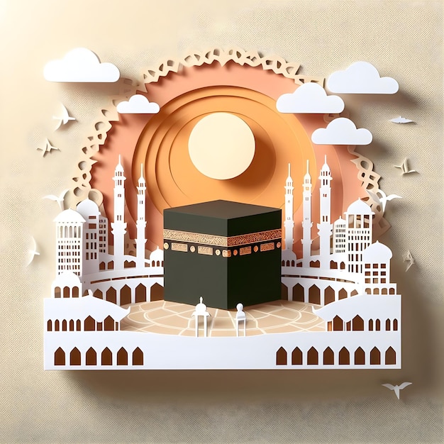 Zdjęcie eid mubarak aladha dedykacja paper cutout ai generator