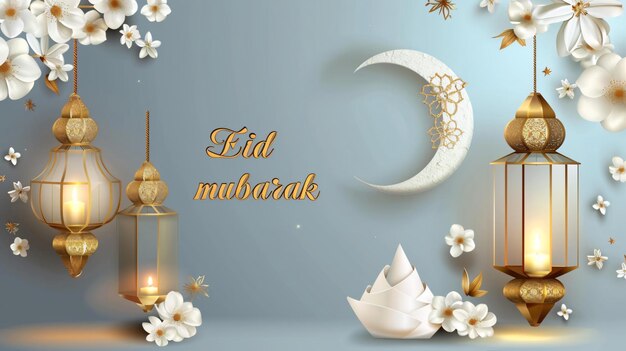 Eid mubarak Eid al fitr tło kartki z pozdrowieniami