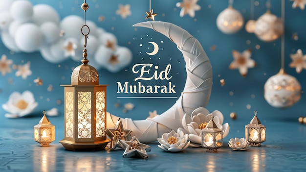 Eid mubarak Eid al fitr tło kartki z pozdrowieniami