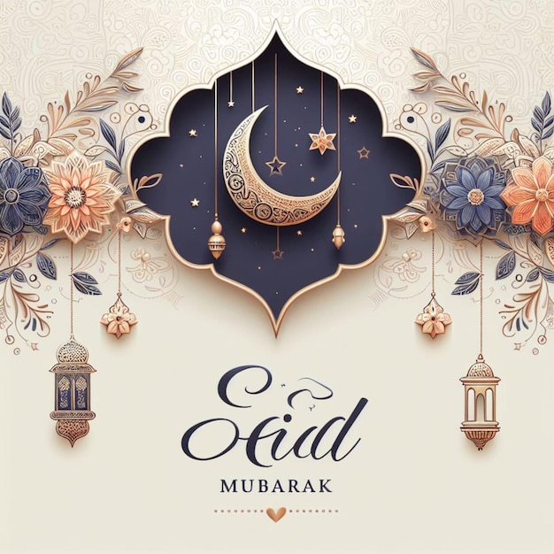 Eid mubarak festiwal świętowanie projektowanie tła ai obraz