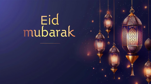 Eid mubarak islamski projekt ze złotą latarnią