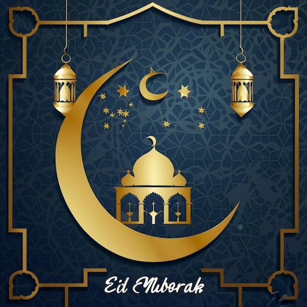 Zdjęcie eid mubarak islamskie pozdrowienia tło 2024