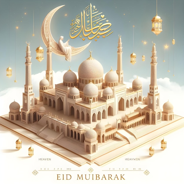 Eid mubarak plakat na Eid Mubarak i miesiąc ramadan
