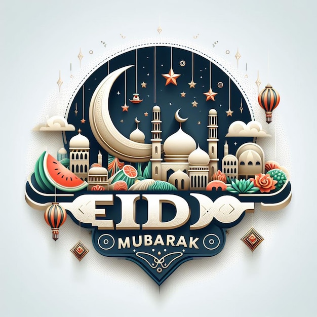 Eid mubarak Poster Banner Flyer i Eid Mubarak tło