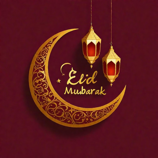 Zdjęcie eid mubarak poster flyer i islamski tło