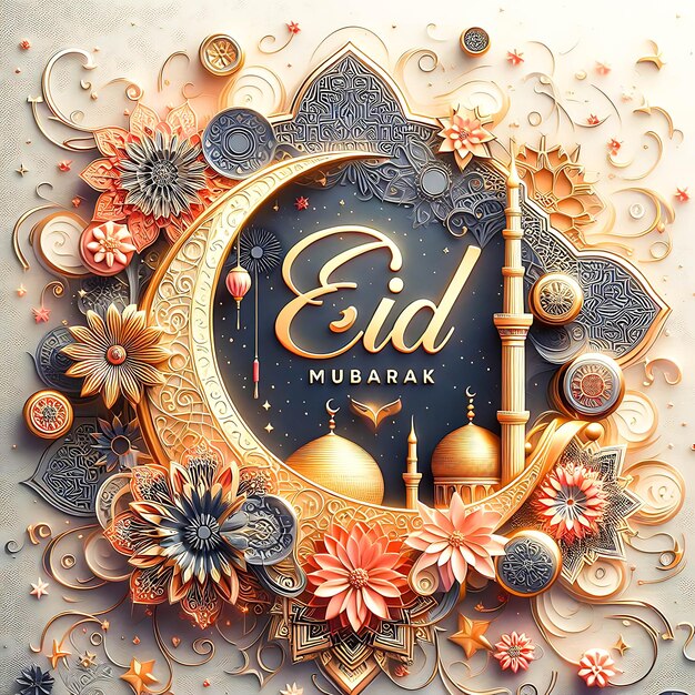 Eid Mubarak stylowy islamski festiwal dekoracyjny powitanie uroczystość projekt tła