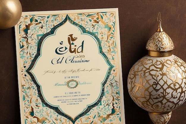 Eid MUBARAK TEXT DESIGN EID FESTIVAL OCATION INVITATION CARD (Karta zaproszenia na festiwal Eid Mubarak)