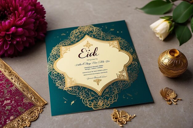 Eid MUBARAK TEXT DESIGN EID FESTIVAL OCATION INVITATION CARD (Karta zaproszenia na festiwal Eid Mubarak)