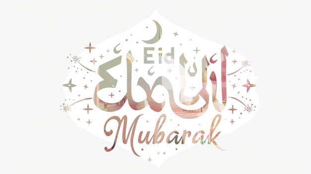 Eid Mubarak typografia 29 prosty lowpoly uroczy 3d z Eid al Adha Mubarak tło