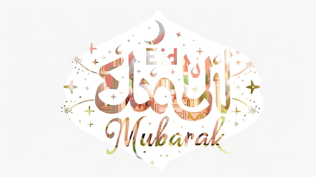 Eid Mubarak typografia 29 prosty lowpoly uroczy 3d z Eid al Adha Mubarak tło