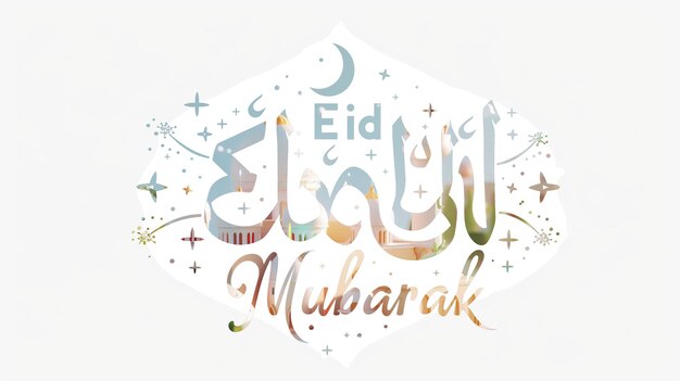 Eid Mubarak typografia 29 prosty lowpoly uroczy 3d z Eid al Adha Mubarak tło