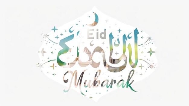 Eid Mubarak typografia 29 prosty lowpoly uroczy 3d z Eid al Adha Mubarak tło