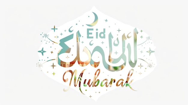 Eid Mubarak typografia 29 prosty lowpoly uroczy 3d z Eid al Adha Mubarak tło