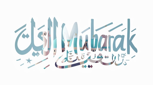 Eid Mubarak typografia 41 prosty lowpoly uroczy 3d z Eid al Adha Mubarak tło
