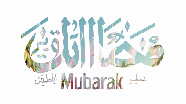 Eid Mubarak typografia 42 prosty lowpoly uroczy 3d z Eid al Adha Mubarak tło