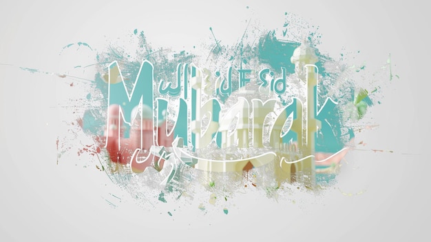 Eid Mubarak typografia 43 prosty lowpoly uroczy 3d z Eid al Adha Mubarak tło