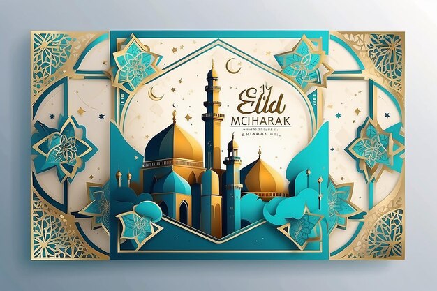 Eid Mubarak w mediach społecznościowych post Eid ul Adha design święty dzień islamski społeczny
