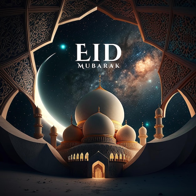 Eid Murak Z Księżycem I Gwiazdami W Tle
