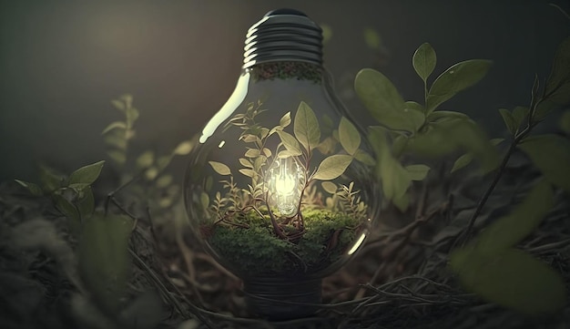 Ekologiczna lampa oszczędzająca energię światowy dzień ochrony środowiska